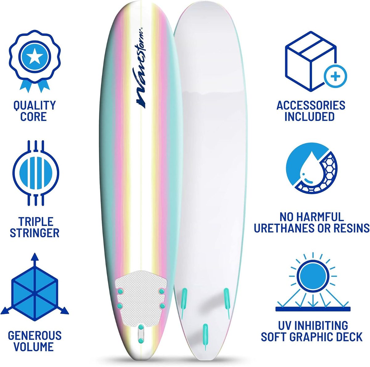 Wavestorm 8ft + 7ft Classic Surfboard Set — view 3
