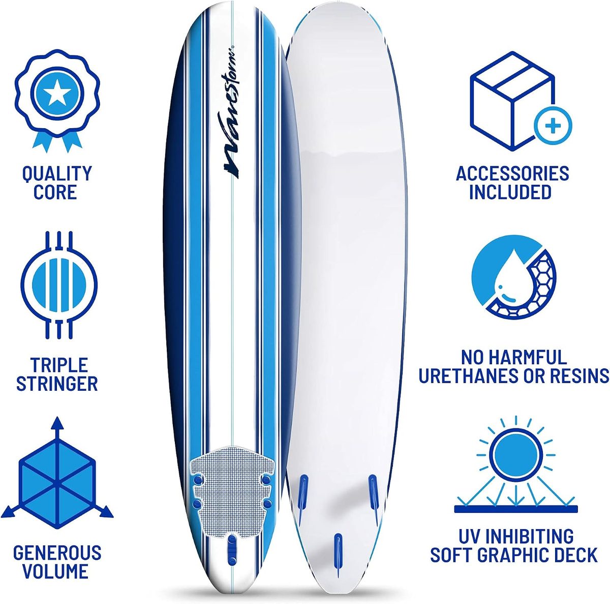 Wavestorm 8ft Surfboard with Accessories — view 4